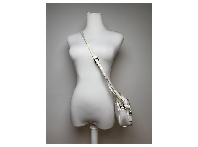 Vintage Courreges Paris Leder Umhängetasche Weiß - Ansicht 5