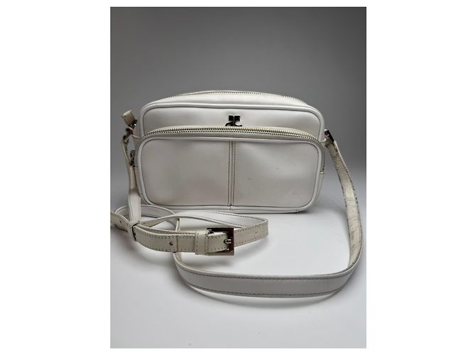 Vintage Courreges Paris Leder Umhängetasche Weiß - Ansicht 6