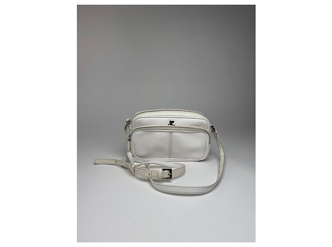 Vintage Courreges Paris Leder Umhängetasche Weiß - Ansicht 9