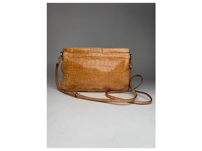 Vintage Miu Miu Leder Umhängetasche braun Orange - Ansicht 15