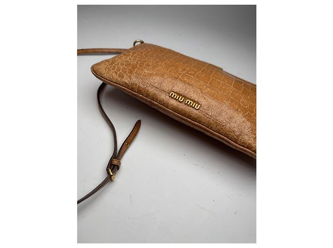 Vintage Miu Miu Leder Umhängetasche braun Orange - Ansicht 9