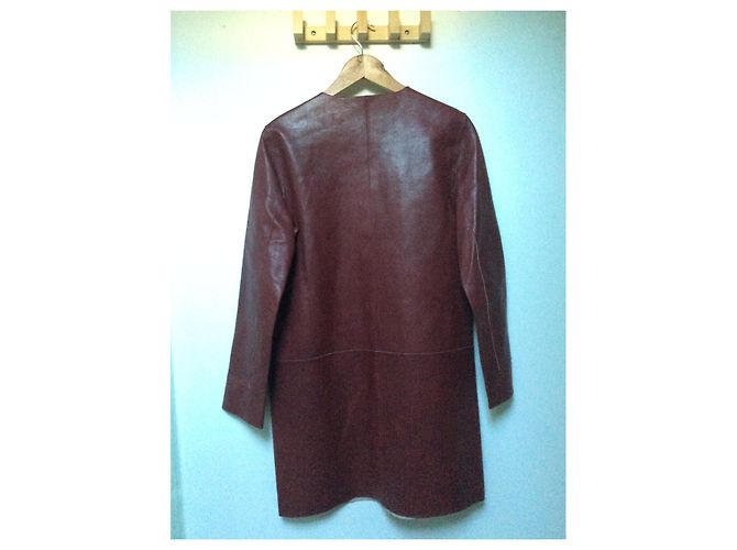 Bordeaux weiche Lederjacke Tara Jarmon - Ansicht 2