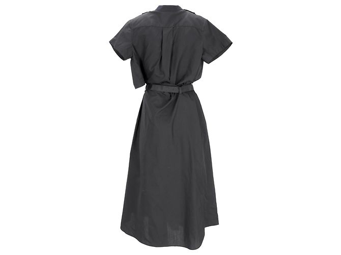 Vestido midi con corte y cinturón Sacai en poliéster negro - vista 3