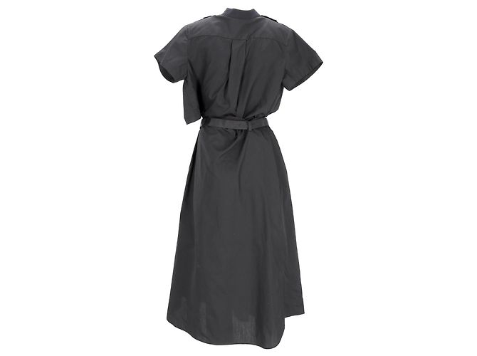 Vestido midi con corte y cinturón Sacai en poliéster negro - vista 8