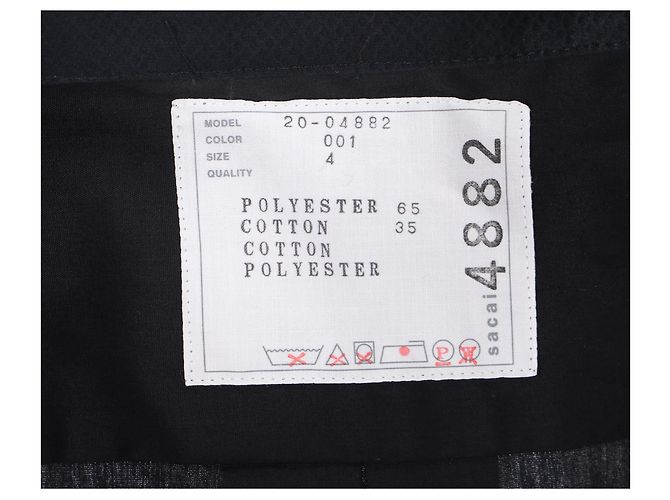 Vestido midi con corte y cinturón Sacai en poliéster negro - vista 9