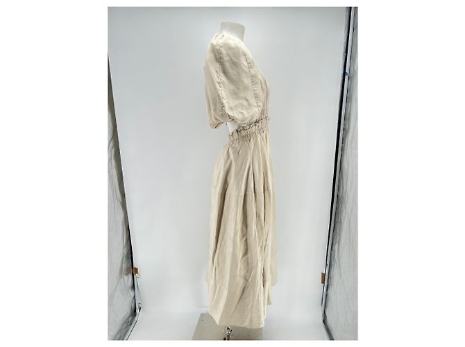 Maje Vestido AJE T.UK 10 de lino Beige - vista 3