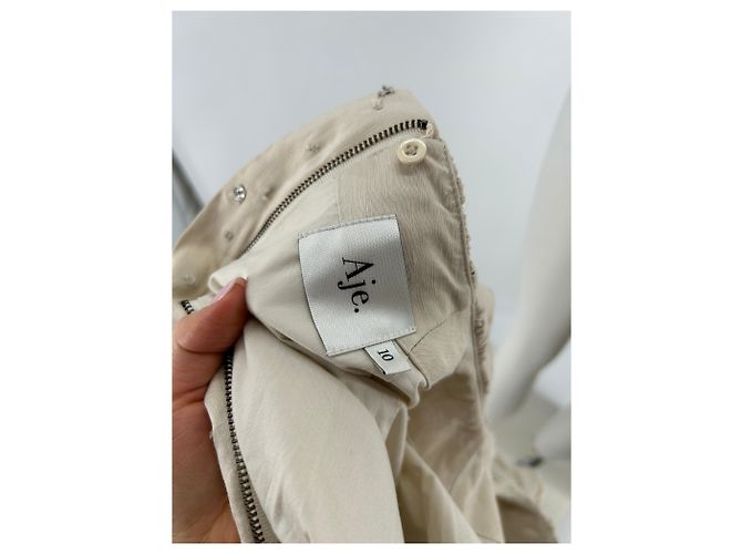 Maje Vestido AJE T.UK 10 de lino Beige - vista 7