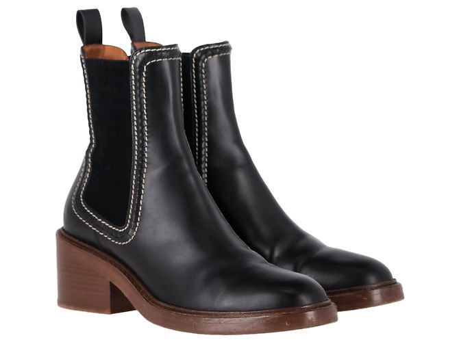 Stivali Chelsea Chloé Mallo in pelle di vitello nera Marrone Rosso - vista 5