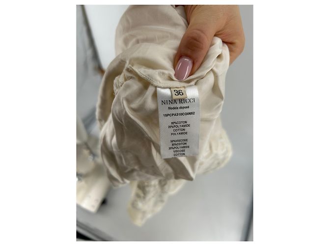 Pantalones NINA RICCI T.FR 36 Algodón Blanco - vista 4