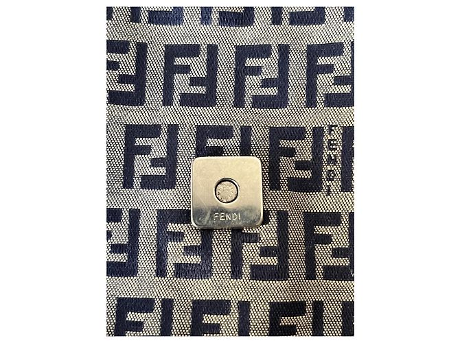Borsa Fendi Baguette Zucca in tela blu beige - vista 8