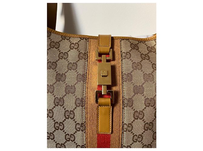 Borsa Gucci Jackie GG Supreme tela e pelle beige - vista 5