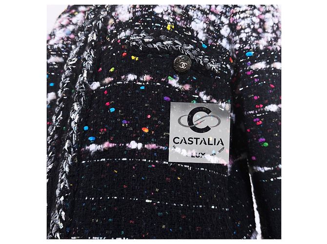 Chanel Abrigo de tweed negro icónico de 11K$ - vista 12