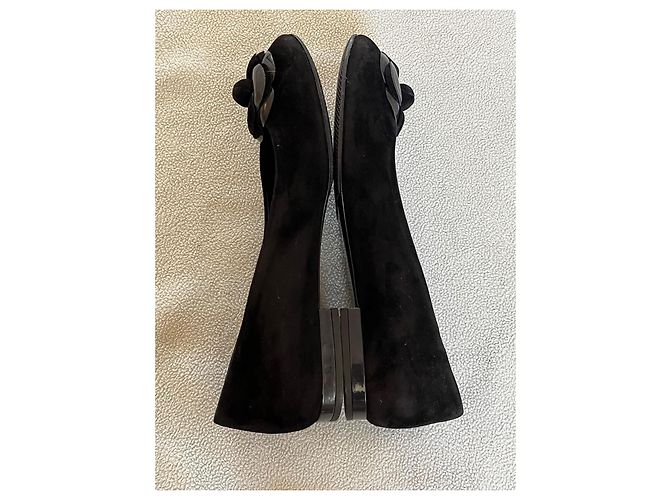 Ballerine Chanel Camélia in velluto nero - vista 8