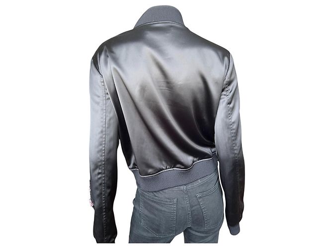 Chaqueta Bomber Philipp Plein Negra con Strass Algodón Lino Negro - vista 3