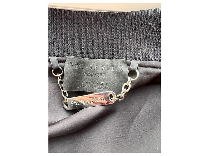 Chaqueta Bomber Philipp Plein Negra con Strass Algodón Lino Negro - vista 4