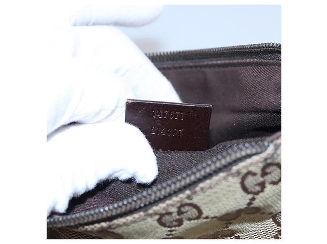 Borsa a Spalla in Tela GG GUCCI Beige Marrone oro 147671 Auth nb252 D'oro - vista 12