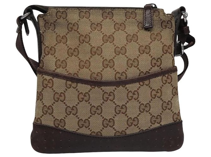Borsa a Spalla in Tela GG GUCCI Beige Marrone oro 147671 Auth nb252 D'oro - vista 13