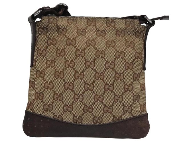 Borsa a Spalla in Tela GG GUCCI Beige Marrone oro 147671 Auth nb252 D'oro - vista 2
