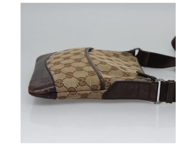 Borsa a Spalla in Tela GG GUCCI Beige Marrone oro 147671 Auth nb252 D'oro - vista 3