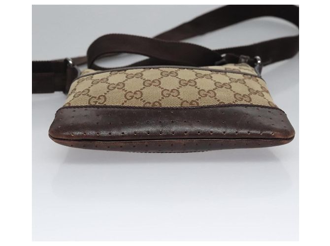 Borsa a Spalla in Tela GG GUCCI Beige Marrone oro 147671 Auth nb252 D'oro - vista 5