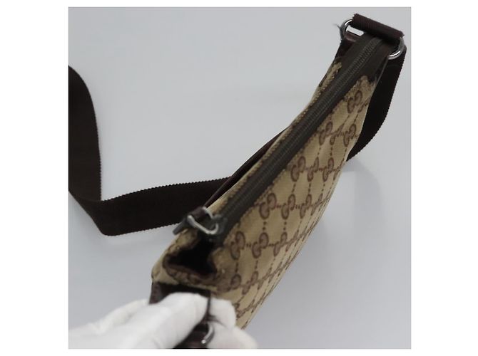 Borsa a Spalla in Tela GG GUCCI Beige Marrone oro 147671 Auth nb252 D'oro - vista 6