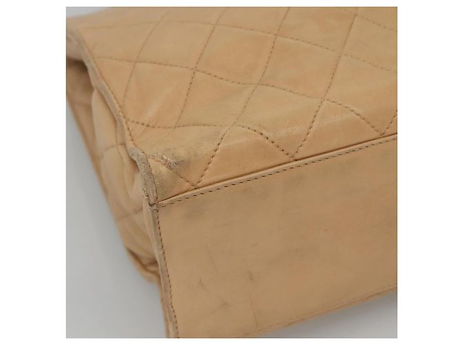 CHANEL Borsa a Spalla Matelassé in Pelle di Pecora Beige Oro CC Auth bs23120 D'oro - vista 14