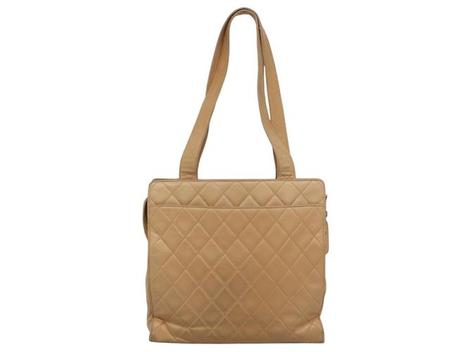 CHANEL Borsa a Spalla Matelassé in Pelle di Pecora Beige Oro CC Auth bs23120 D'oro - vista 2