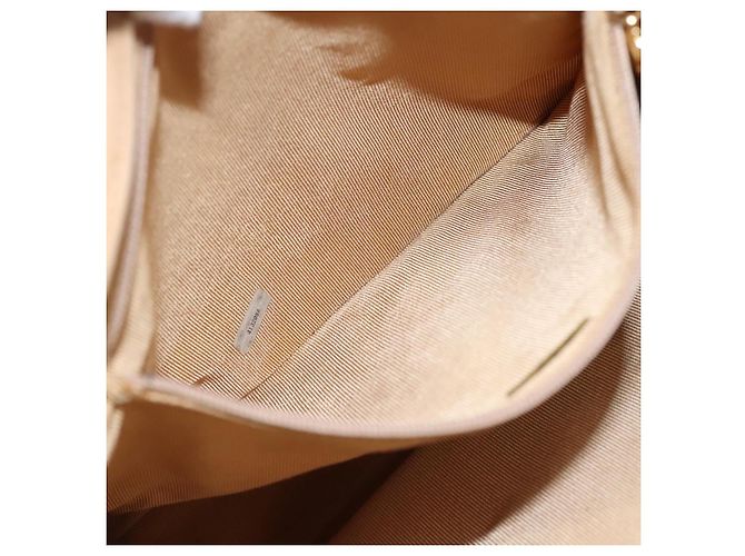 CHANEL Borsa a Spalla Matelassé in Pelle di Pecora Beige Oro CC Auth bs23120 D'oro - vista 22