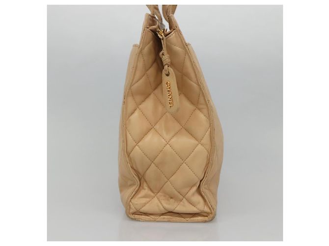CHANEL Borsa a Spalla Matelassé in Pelle di Pecora Beige Oro CC Auth bs23120 D'oro - vista 3