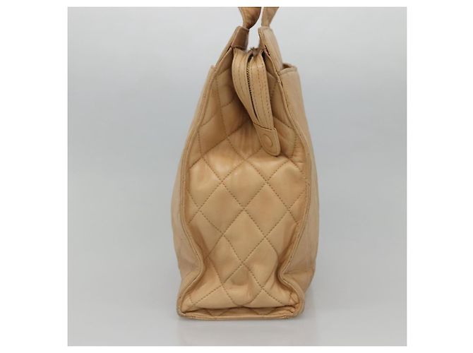 CHANEL Borsa a Spalla Matelassé in Pelle di Pecora Beige Oro CC Auth bs23120 D'oro - vista 4