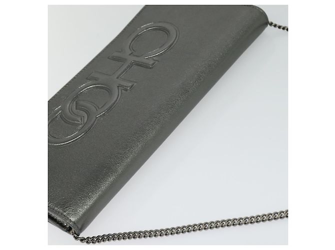 Borsa a spalla in pelle Jimmy Choo Chain Silver Auth sw147 Argento - vista 6