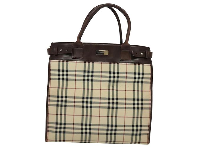 Borsa a mano Burberry Nova Check in tela 2 vie beige Auth sw128 - vista 13