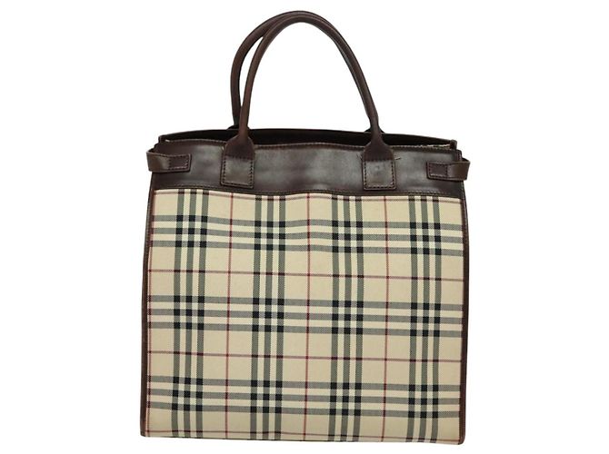 Borsa a mano Burberry Nova Check in tela 2 vie beige Auth sw128 - vista 2