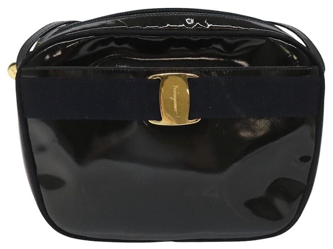 Borsa a spalla Vala Salvatore Ferragamo in pelle verniciata nera e oro Auth bs23082 Nero D'oro - vista 13