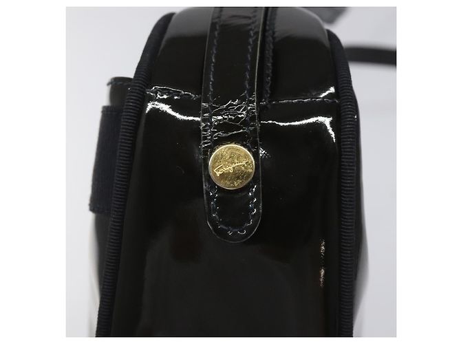 Borsa a spalla Vala Salvatore Ferragamo in pelle verniciata nera e oro Auth bs23082 Nero D'oro - vista 18