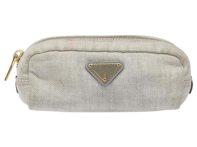 Pochette Prada in tela grigia e dorata Auth ac3649 Marrone D'oro - vista 13