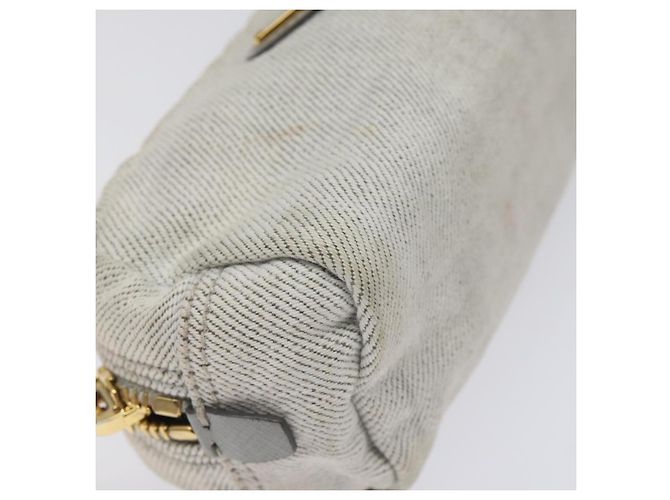 Pochette Prada in tela grigia e dorata Auth ac3649 Marrone D'oro - vista 14