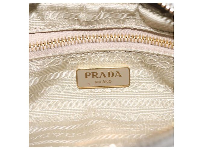 Pochette Prada in tela grigia e dorata Auth ac3649 Marrone D'oro - vista 17