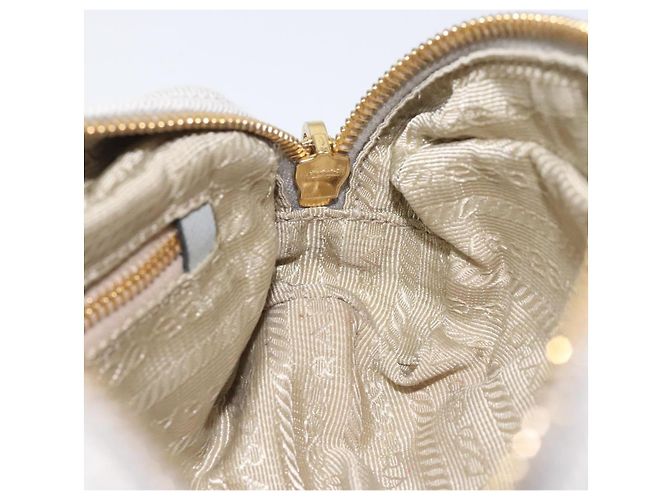 Pochette Prada in tela grigia e dorata Auth ac3649 Marrone D'oro - vista 18