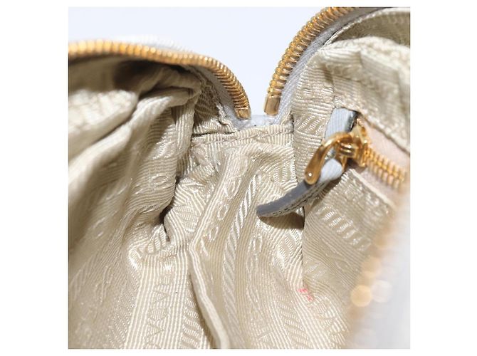 Pochette Prada in tela grigia e dorata Auth ac3649 Marrone D'oro - vista 19