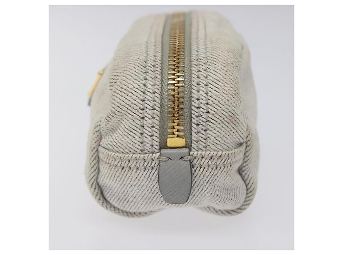 Pochette Prada in tela grigia e dorata Auth ac3649 Marrone D'oro - vista 3
