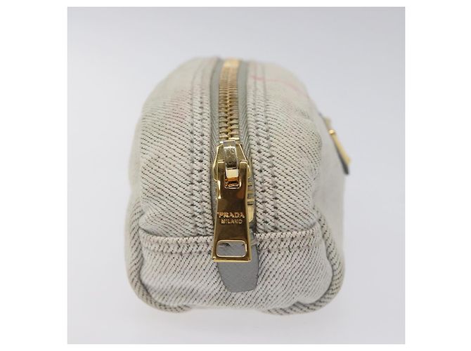 Pochette Prada in tela grigia e dorata Auth ac3649 Marrone D'oro - vista 4