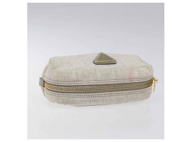 Pochette Prada in tela grigia e dorata Auth ac3649 Marrone D'oro - vista 5