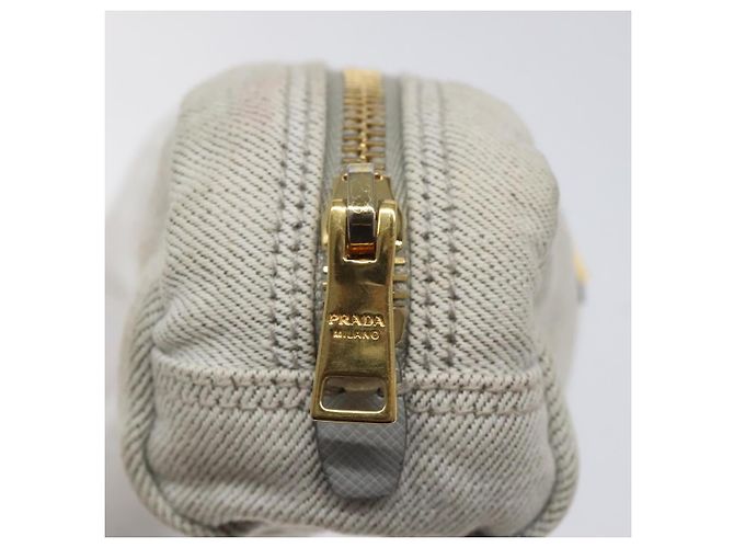 Pochette Prada in tela grigia e dorata Auth ac3649 Marrone D'oro - vista 8