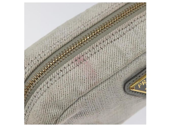 Pochette Prada in tela grigia e dorata Auth ac3649 Marrone D'oro - vista 9