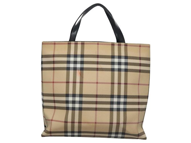 BURBERRY Nova Check Handtasche aus PVC Beige Silber Authentisch bs23486 - Ansicht 2