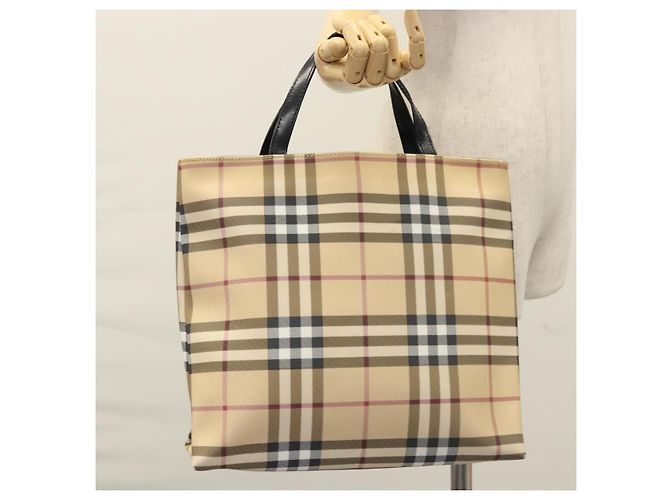 BURBERRY Nova Check Handtasche aus PVC Beige Silber Authentisch bs23486 - Ansicht 20