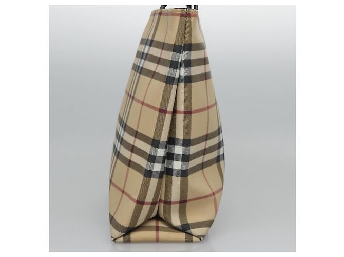 BURBERRY Nova Check Handtasche aus PVC Beige Silber Authentisch bs23486 - Ansicht 3