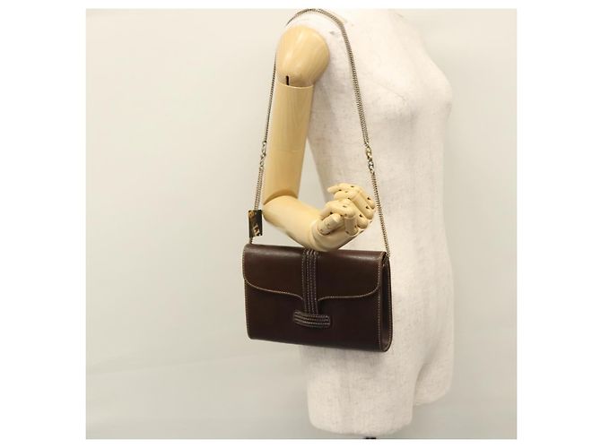 Borsa a spalla BALLY in pelle marrone dorato Auth bs22953 D'oro - vista 23
