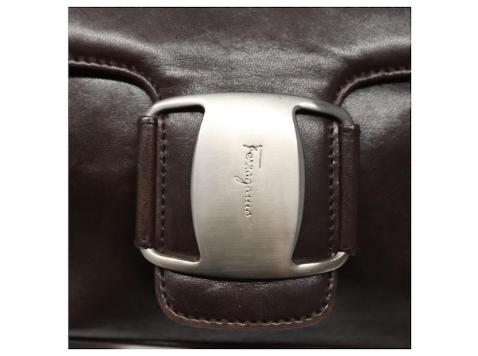 Salvatore Ferragamo Shoulder Bag Leather Brown Silver Auth bs23091 Silvery - view 10